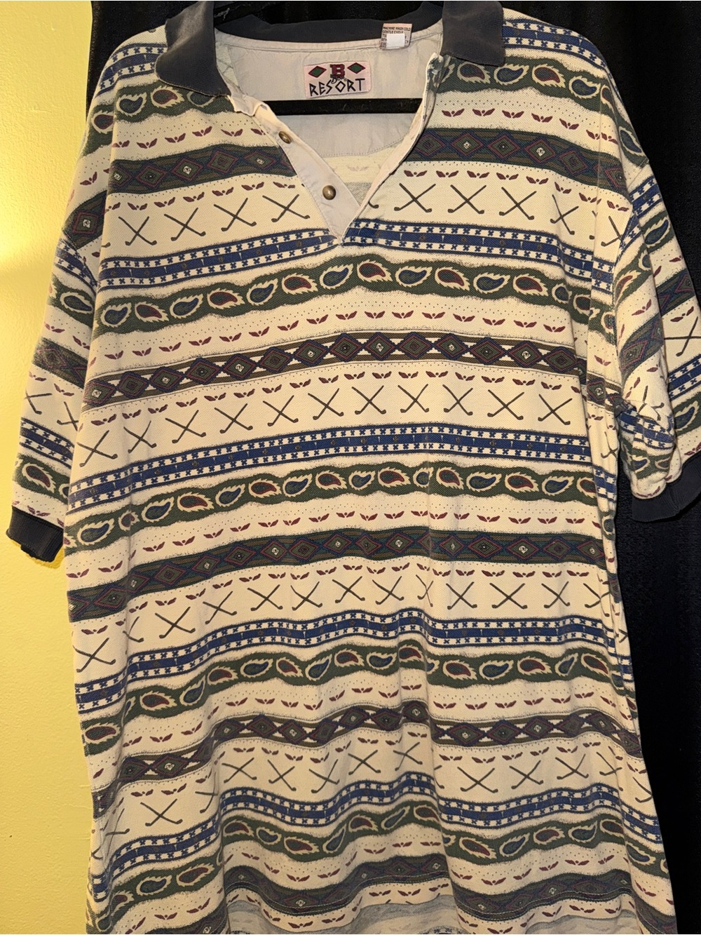 Classic Patterned Polo Shirt - Cream/Multi